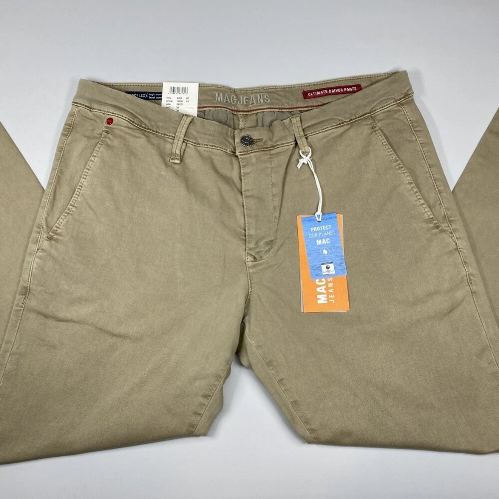 NEW MAC JEANS Men's Flex Ultimate Driver Chino Pants Size 35x30 – Beige Slim Fit